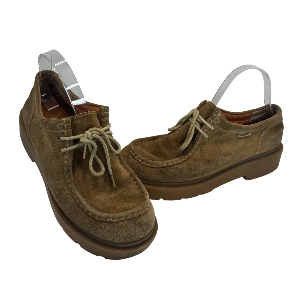 Vtg Mudd Sara 90s Platform Loafers Suede Brown Chunky Lug Shoes 8.5 Academia